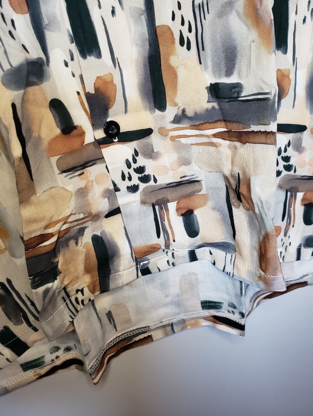 Above Man Shirt Mens Large L Abstract Paint Stroke Short Sleeve Button Up - Picture 10 of 15